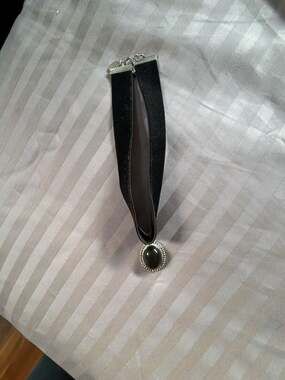 Victorian Style Black Velvet Choker with Gemstone Pendant
